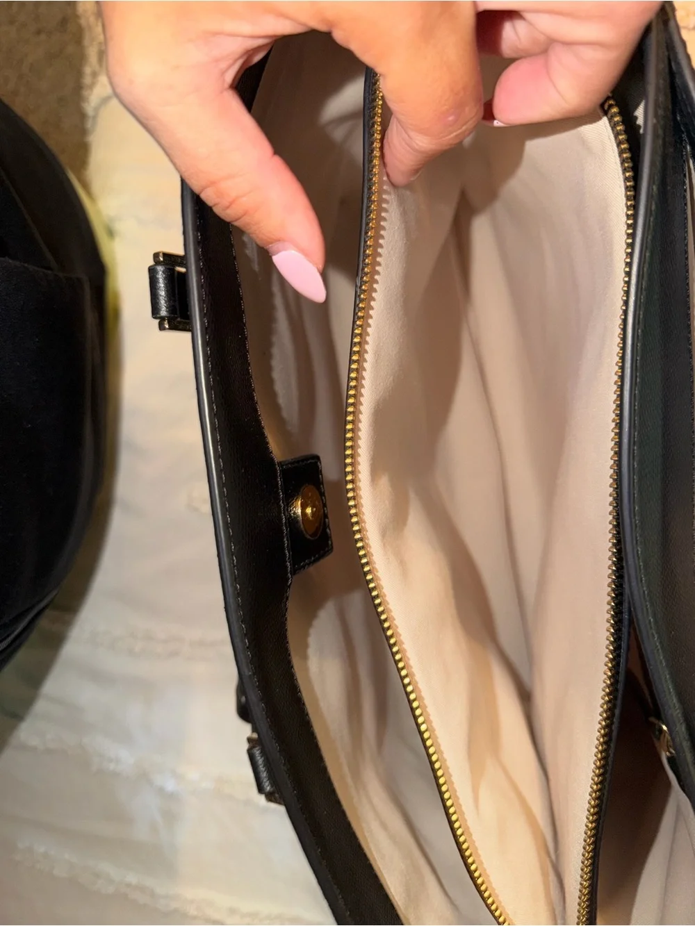 Michael Kors Black Saffiano Leather Tote with Gold Accents